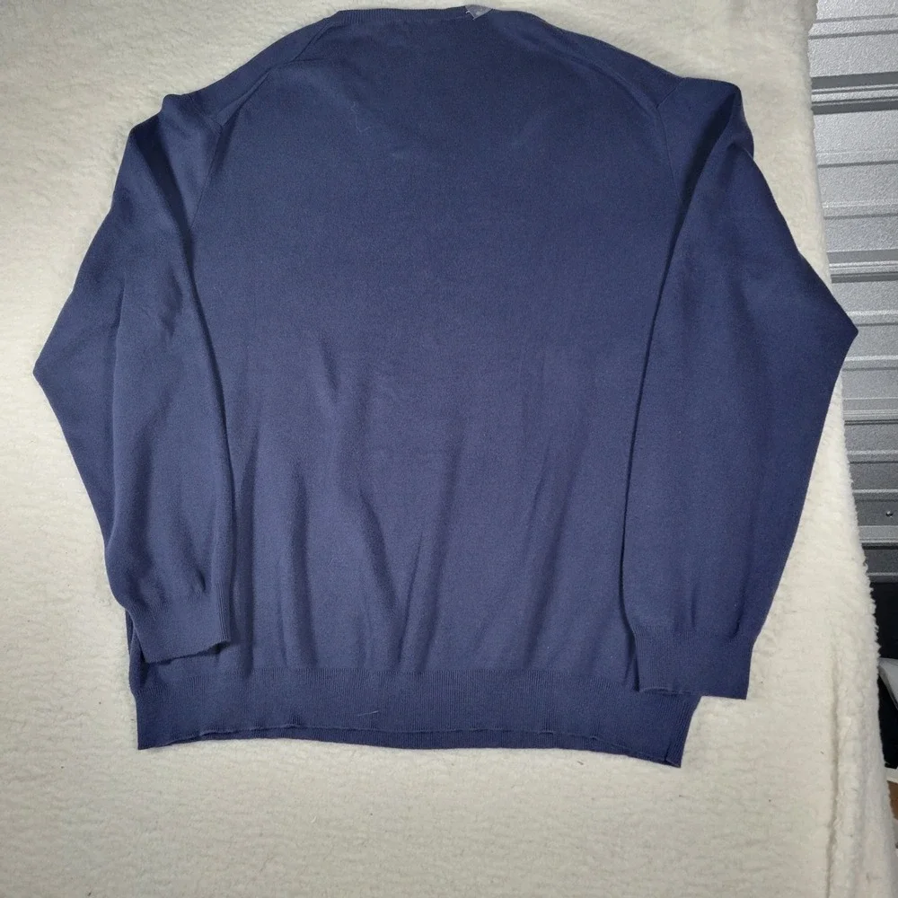 Polo Ralph Lauren Sweater Mens 2XL Navy Blue VNeck 100% Pima Cotton Italian Yarn